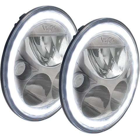 2007-2017 Jeep JK VX LED Headlight Kit - Black Chrome | White Halo