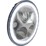 Single 7" Round Black Chrome VX Headlight (with Low-High-Halo)