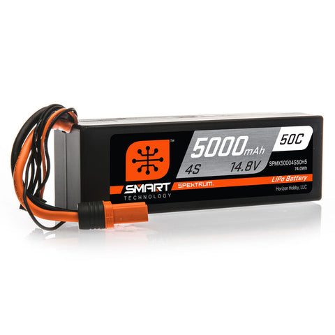 14.8V 5000mAh 4S 50C Smart Hardcase LiPo Battery: IC5 Item No. Spektrum SMART - SPMX50004S50H5