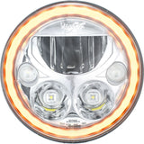 7 " XMC Motorcycle LED Headlight Chrome | Amber Halo
