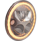 7" XMC Motorcycle LED Headlight Black Chrome | Amber Halo